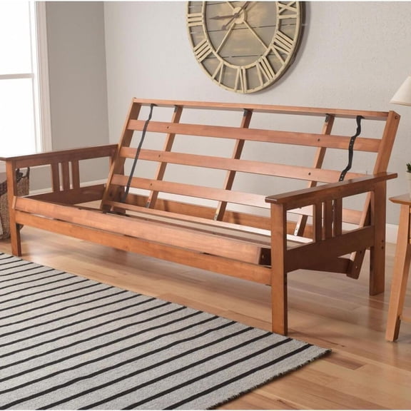 Futon Frame Set with Mattress - Converts to Bed - Hardwood Sofa for Living Rooms