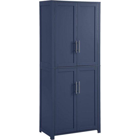 Homestock African Artistry Tall Kitchen Storage Pantry - Navy Finish