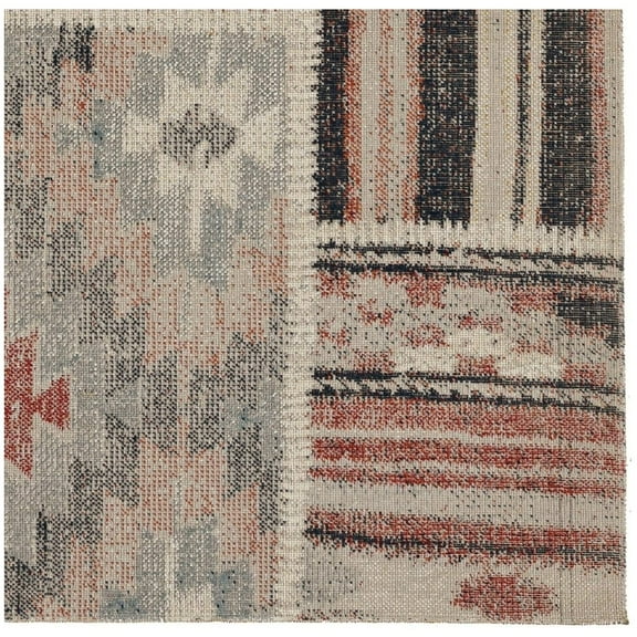 Area Rug 3x5 Ivory Blue, Low Pile Indoor Rug, Power Loomed, Rubber Backing