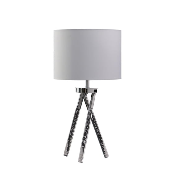Mid Century Table Lamp - Modern Acrylic Leg Lamp - Silver Metal Base - Bedroom Living Room Lighting