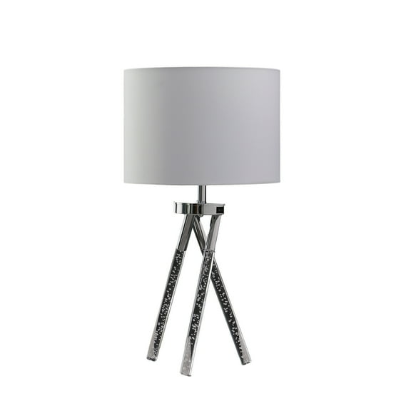 Mid Century Table Lamp - Modern Acrylic Leg Lamp - Silver Metal Base - Bedroom Living Room Lighting