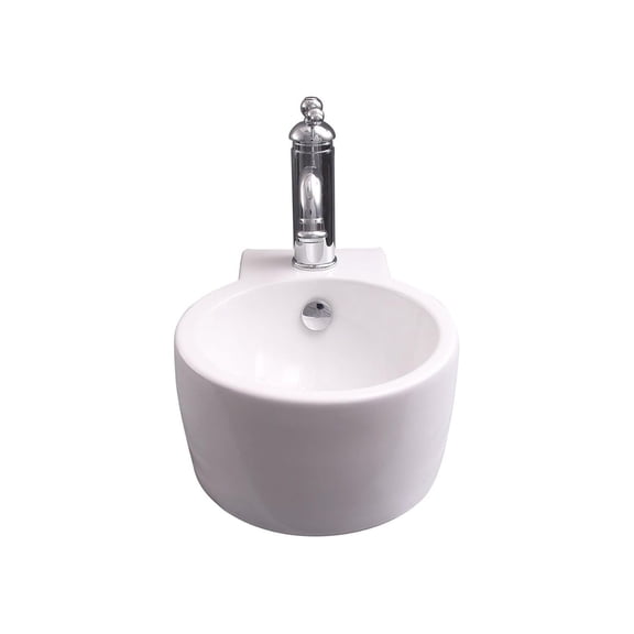Above Counter Bathroom Sink - Antique Style Chrome Basin, Pop-Up Drain, Single Faucet Hole