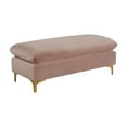 thumbnail image 1 of Velvet Ottoman Bench Pink - Upholstered Footrest Stool with Gold or Chrome Legs - Modern Accent Furniture, 1 of 3