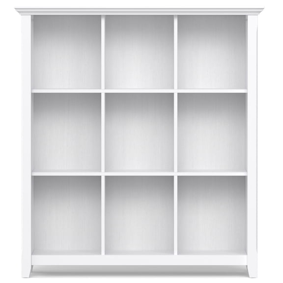 Homestock Antique Ambiance Solid Wood 48 Inch X 44 Inch Transitional 9 Cube Bookcase And Storage Unit In White