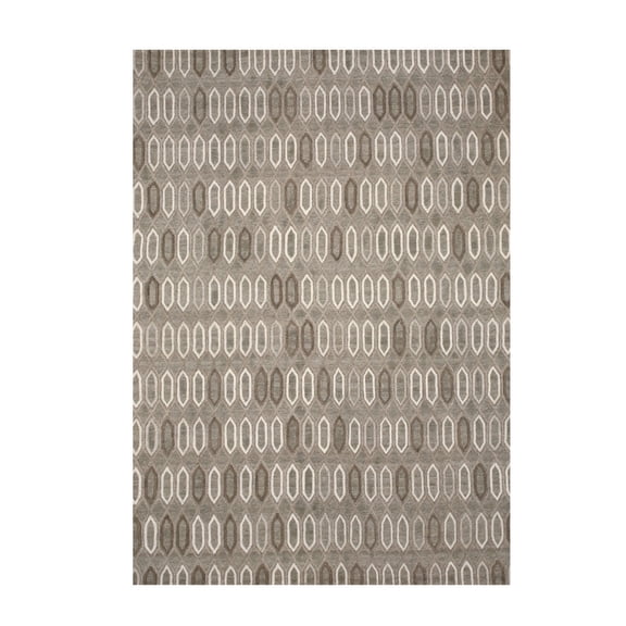 Handmade Wool Viscose Area Rug 8x10 Brown Trellis Pattern Oriental Rug