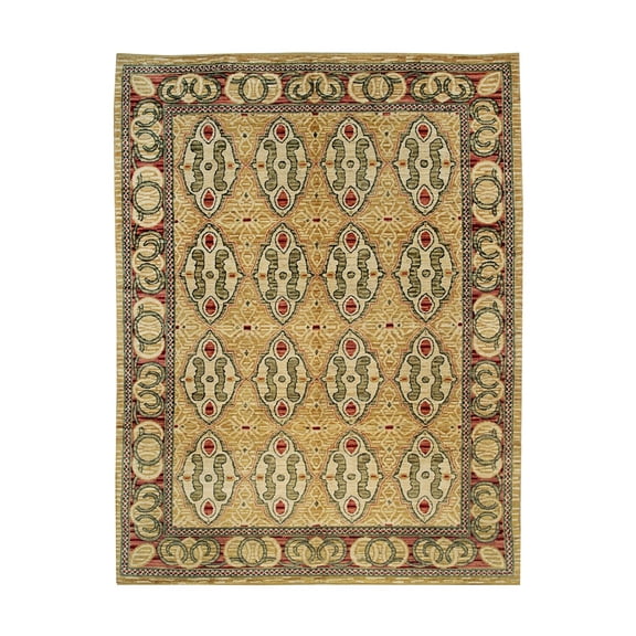 Handwoven Wool Spanish Rug - 10'1 x 13'9 - Beige Transitional Area Rug - Durable & Elegant Floor Covering