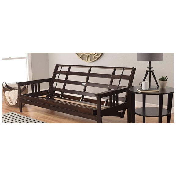 Wood Futon Frame Queen Size - Classic Style Sofa Bed with Mission Arms