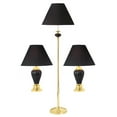 thumbnail image 1 of Art Deco Table Lamp Set of 3 - Ceramic Floor Lamp & Table Lamps - Ivory Shades - Elegant Home Lighting, 1 of 1