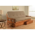 thumbnail image 1 of Homestock Contemporary Cool Full Size Hardwood Futon Frame Set in Barbados Finish with Mattress, Easily Converts to Bed - 79"L x 37"D x 33"H-Color:Linen Stone,Size:With Storage Drawers, 1 of 8