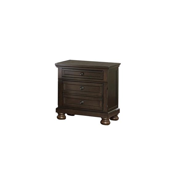 Homestock Art Nouveau Allure Mid Century Design Night Stand Chest With Hidden Drawer, Dark Brown-One Night Stand With Hidden Drawer the Mid Century