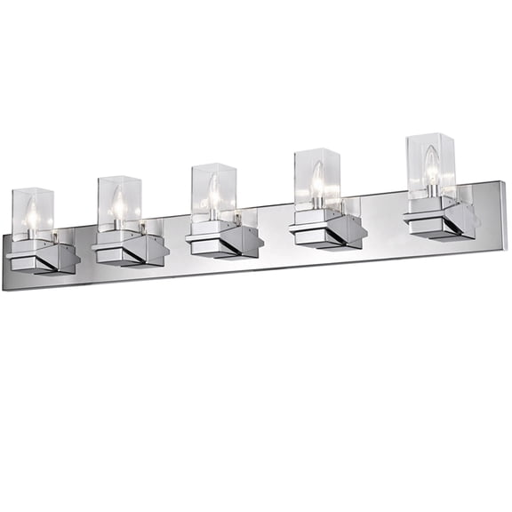 Vanity Light Polished Chrome Clear Glass Bathroom Lighting Fixture