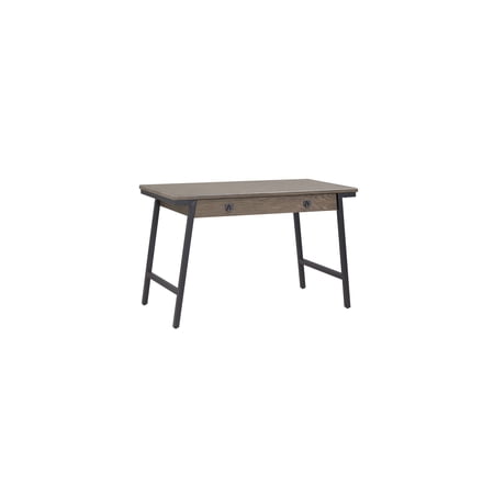 Homestock Artisanal Abode Mixed Metal And Wood Computer Desk, 48"L X 24"W X 30"H, Gray/Matte Black - Office Desk For Small Space, Modern Computer Desk For Home Office, Stylish Desk For Work From Home