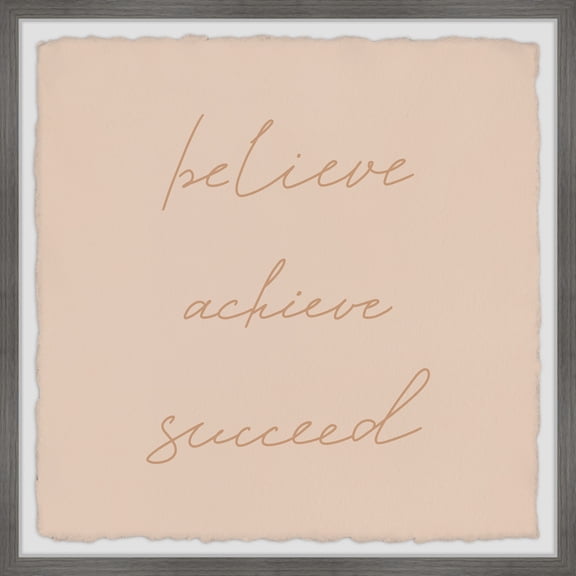 Believe Achieve Succeed Wall Art - Motivational Canvas Print, Framed Art for Home Decor, Large Modern Wall Decor 18x18