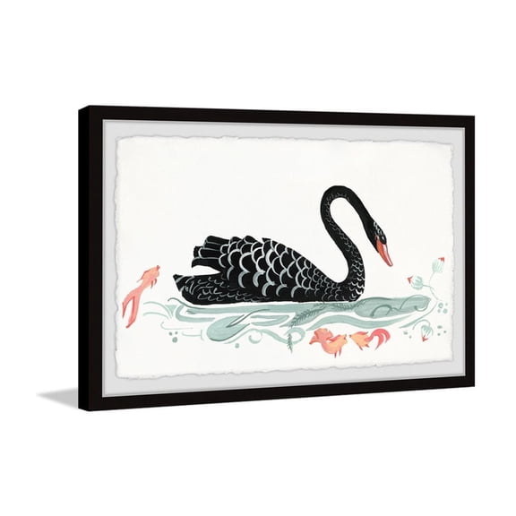 Black Swan Koi Fish Wall Art Print | Framed Canvas Painting for Home Decor | Living Room Wall Hanging - 8x12 Inch
