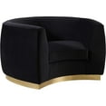 thumbnail image 1 of Homestock Modern Motifs Modern, Contemporary Velvet Upholstered Chair with Stainless Steel Base in Rich Metallic Finish, Living Room Furniture-Color:Black and Gold,Size:Armchair, 1 of 10