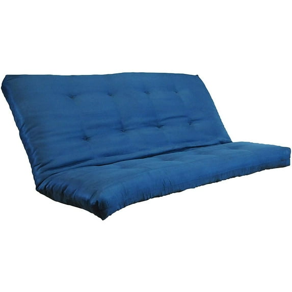 Queen Size Futon Mattress - Suede Navy Convertible Sofa Bed - Easy Hinge Design - Premium Comfort