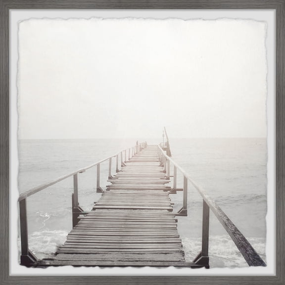Coastal Dock Landscape Canvas Print | Framed Wall Art for Home Decor | Modern Ocean Scene Painting 24x24