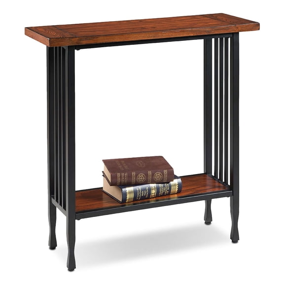 Rustic Hall Stand Console Table - Entryway Furniture with Shelf & Drawer - Oak & Black Finish