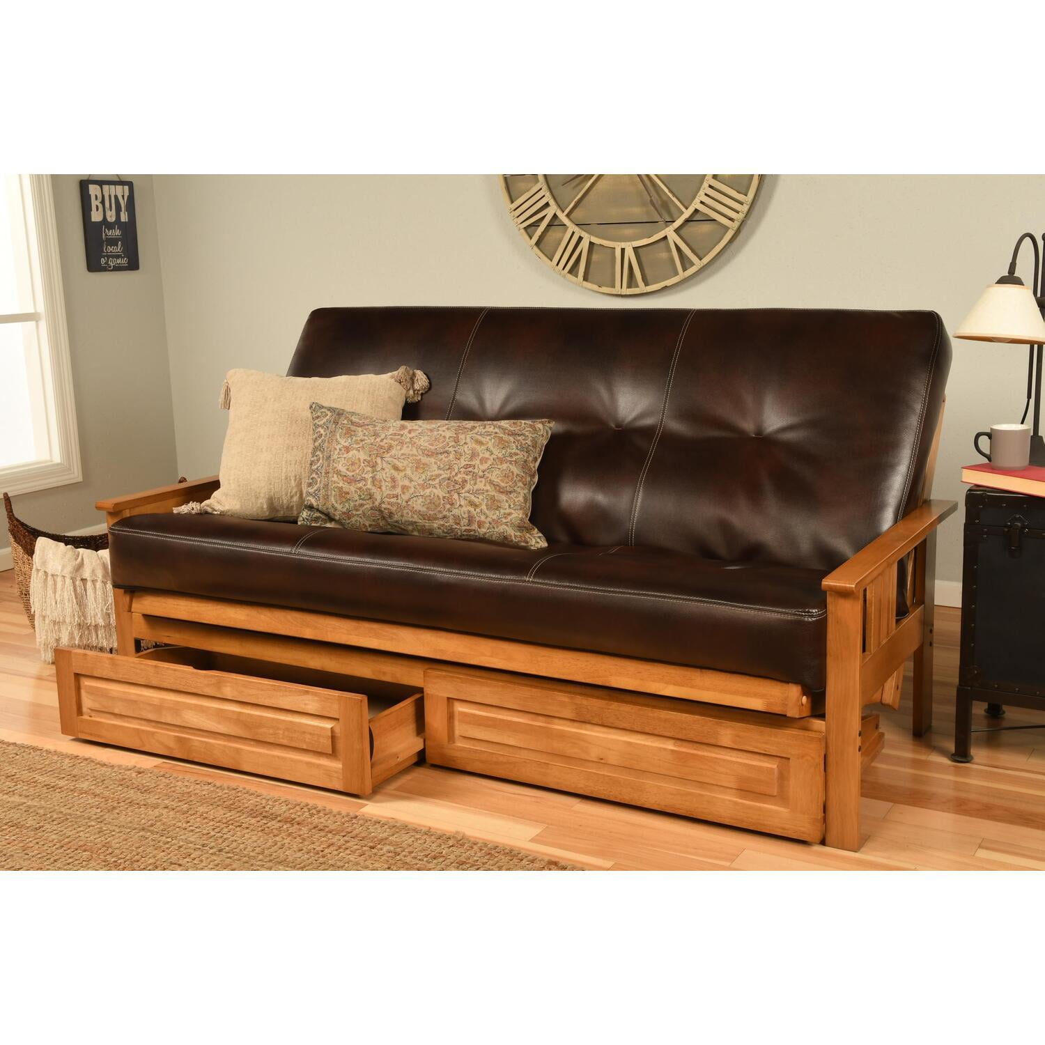 Homestock Artistic Full Futon Frame with Storage