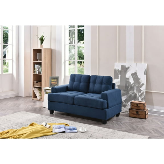 HomeStock Artistic Accomplishment 34" D x 58" W x 36" H Tufted Loveseat Stylish and Comfortable Seating with a Classic, Elegant Design-Color:Navy blue