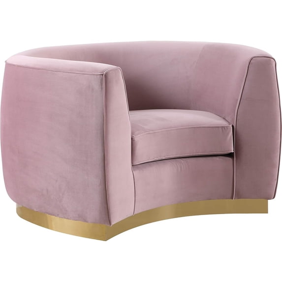 Homestock Modern Motifs Modern, Contemporary Velvet Upholstered Chair with Stainless Steel Base in Rich Metallic Finish, Living Room Furniture-Color:Pink and Gold,Size:Armchair