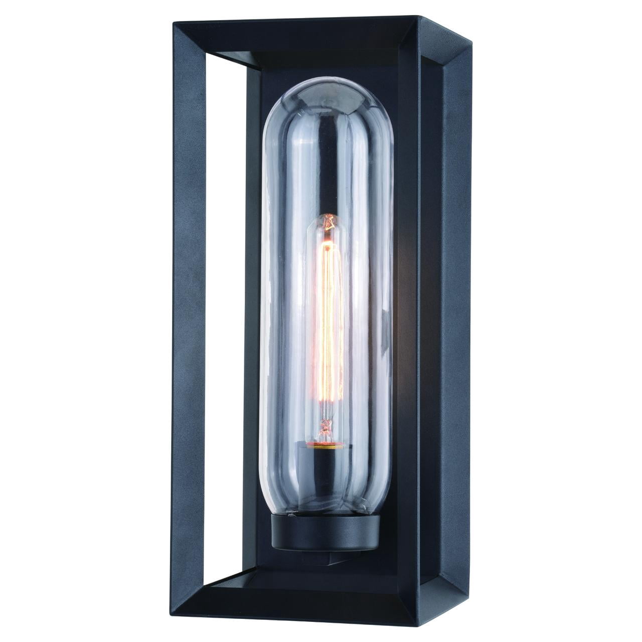 Modern Outdoor Wall Sconce - Black Industrial Light - Clear Glass Shade - Exterior Lighting