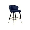 thumbnail image 1 of City Chic Modern, Contemporary Velvet Upholstered Counter Height Stool with Channel Tufting and Gold Tipped, Black Metal Legs, Grey, 20" W x 21" D x 36.5" H, 1 of 6