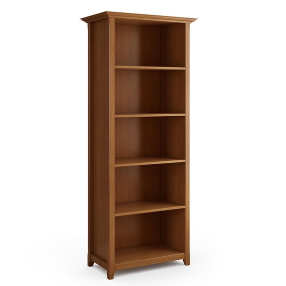 Homestock Asian Aesthetics Solid Wood Transitional 5 Shelf Bookcase