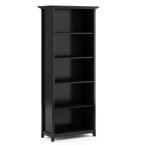 Homestock Asian Aesthetics Solid Wood Transitional 5 Shelf Bookcase