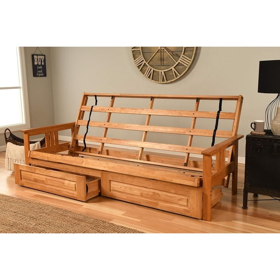 Asian Allure Fusion Futon Wood Frame Classic Style with Mission Style Arms with Solid Pattern with Foldable Feature for Lounge Room with Tight Back