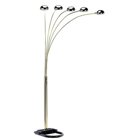 Asian Fusion 84" H 5 Arms Arch Floor Lamp - Polished Brass Contemporary Style, 50" L x 45" W x 84" H, with Dimmer Switch, Indoor Home Decor Accent Lamp