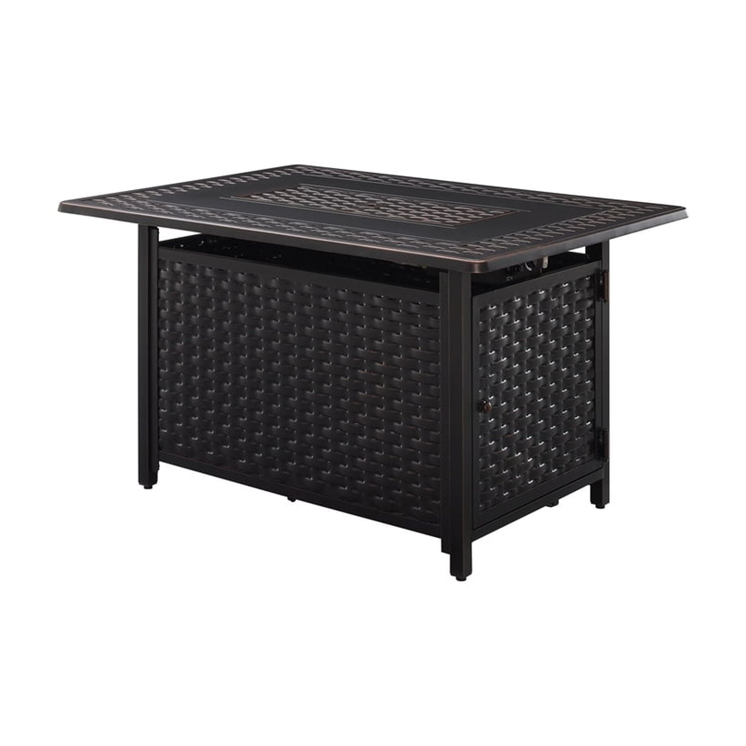 Rectangular Gas Fire Pit - Aluminum Outdoor Patio Heater - 45000 BTU - Bronze Finish