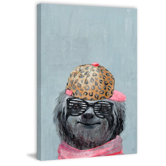 Sloth Canvas Wall Art Print - Baroque Bliss Painting on Wrapped Canvas - Home Decor for Living Room - 24x36 Inches