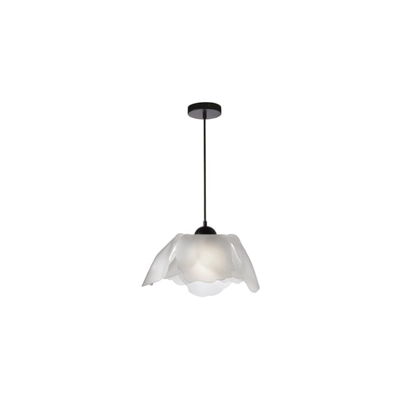 1 Light Pendant Light - Matte Black Finish, Frosted Diffuser, Adjustable Height