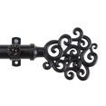 thumbnail image 1 of Black Curtain Rod - 28 to 48 Inch Adjustable Metal Rod with Finials - Wall Mounted Window Treatment Hardware, 1 of 1