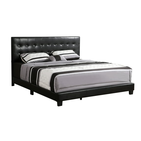 Baroque Bed Frame, Black Tufted Bed, Elegant Bedroom Furniture, Queen Size Bed