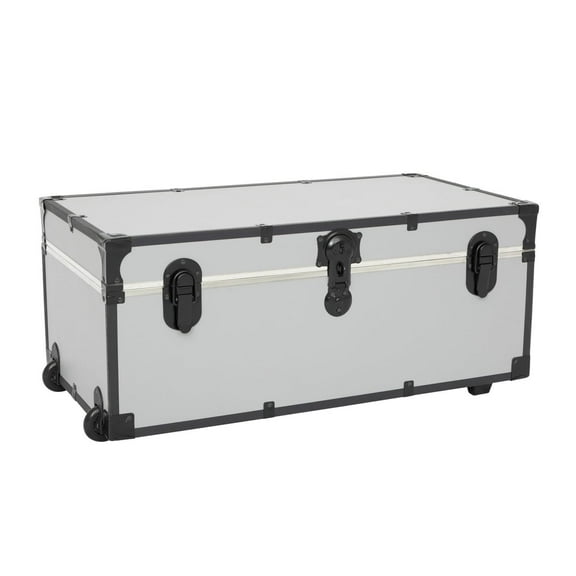 HomeStock Rustic Romance Heavy Duty 30" Under Bed College Storage Trunk with Lock, Latch Closure Type, 15.75" D x 30" W x 12.25" H, Ideal Camp Dorm Room Trunk Footlocker-Color:Alloy