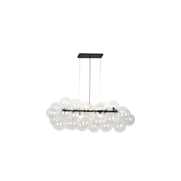 Homestock Beachy Beauty Halogen 10 Light Halogen Horiz Pendant, Matte Black W/ Clear Glass