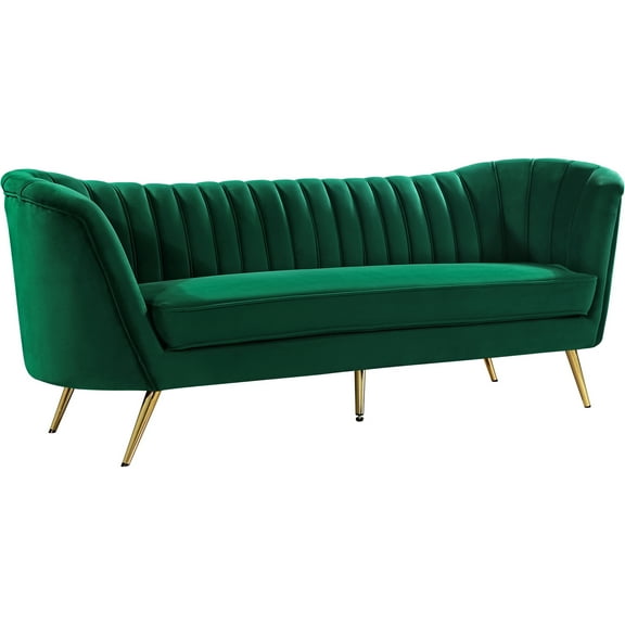 Homestock Beachy Boho Green Velvet Sofa