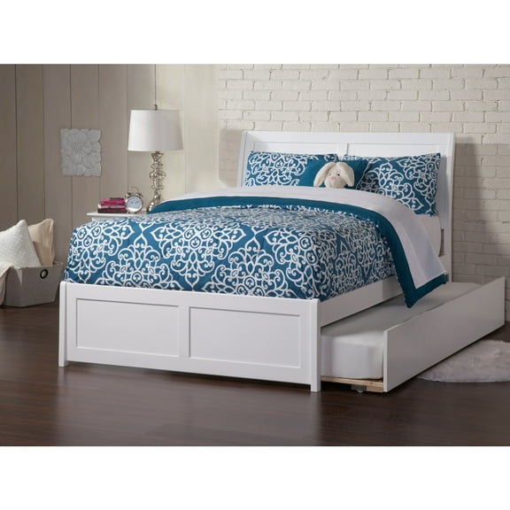 Beach Platform Bed with Trundle - Twin Size - Modern Style - Homestock Bedroom Furniture