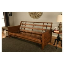 Homestock Beachy Vibes Full-Size Futon Frame Set in Weathered Brown Finish with Mattress, Convertible Feature, Lounge Room Type - Solid Hardwood Construction-Color:Frame Only