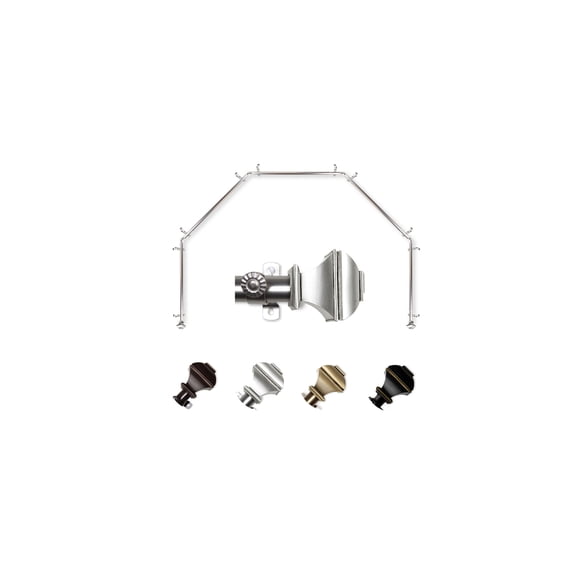 Bay Window Curtain Rod - 5 Sided Corner Rods, Cocoa Finish - Single Rod, 13/16 Inch Diameter