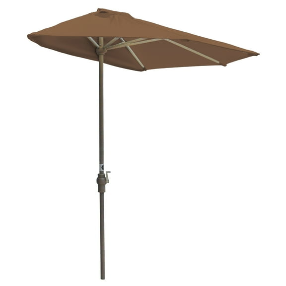 Wall Mounted Half Umbrella - 7.5ft Teak Canopy Shade for Balcony Patio