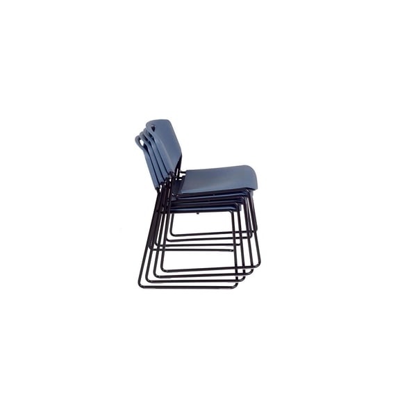 Homestock Boldly Bohemian Guest & Reception Chairs, Set Of 4 Metal Framed Stack Plastic Armless Chairs, Modern Design With Comfortable Seating, Blue