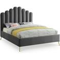 thumbnail image 1 of Velvet Platform Bed with Tufted Headboard & Gold Steel Legs - Bedroom Furniture, 1 of 6