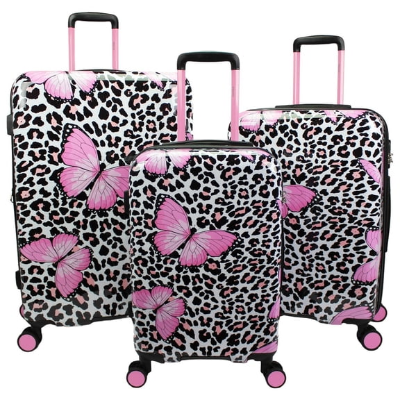 Homestock City Chic Dejuno Cheetah 3-Piece Expandable Spinner Luggage Set - (Polycarbonate Shell, 360-Degree Spinner Wheels, Expandable 2 Inches, Dimensions: 19" X 12.5" X 28")