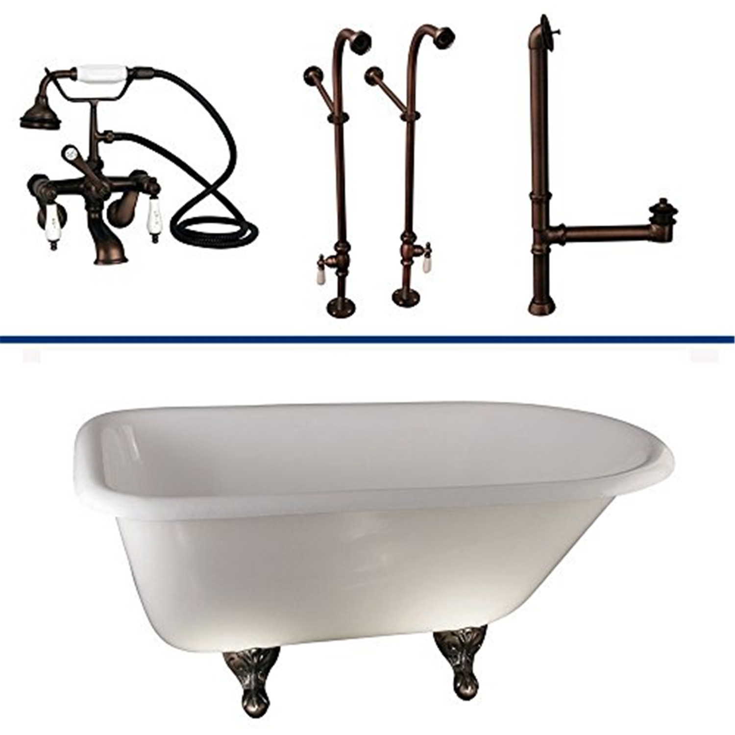 Homestock City Sleek 67" Roll Top, Clawfoot Bathtub, Bathtub With