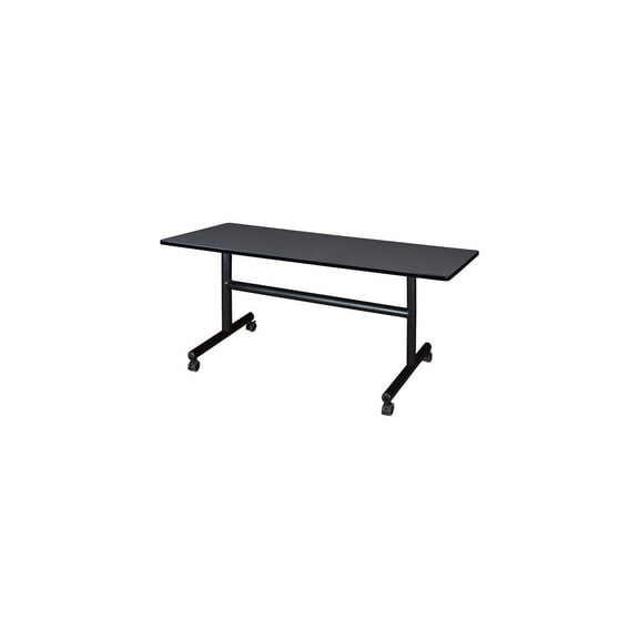 Homestock City Sleek Training Table: Rectangular Mobile Flip Top, 60 X 30 Inches, Grey Folding, Adjustable Height, Modular