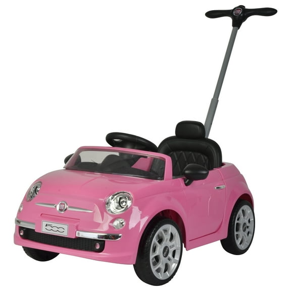 Homestock Classic Charm On Cars Fiat Push Car - Pink Push Car For Ages 1-3, Max Load 35 Lbs, Lights, Horn Sounds, 37L X 19W X 12H, High-Grade Materials