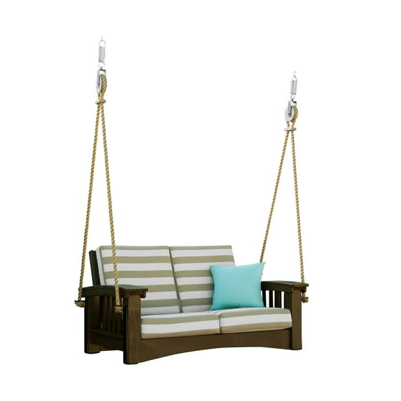 Outdoor Rope Swing Lounge Seat - Classic Mission Style Porch Swing for Patio & Yard